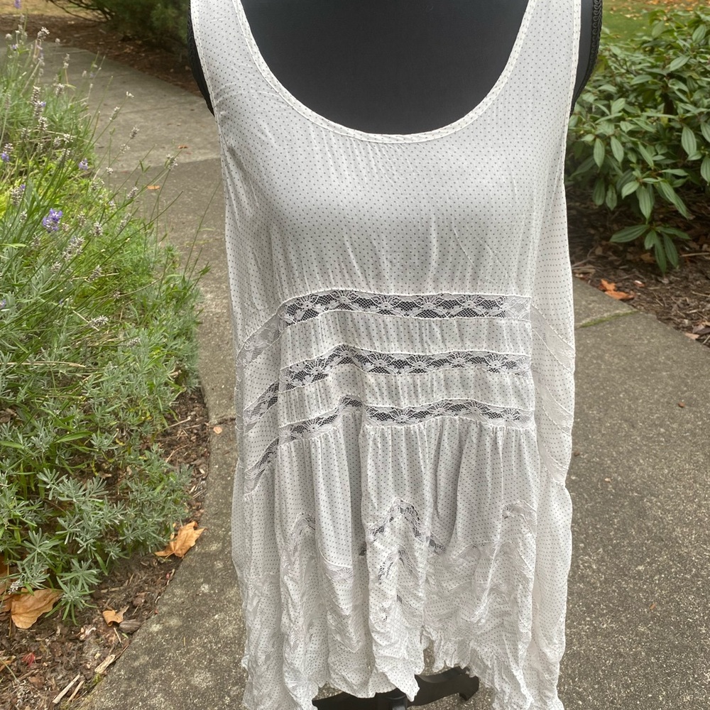 Free People White Lace Tank Top